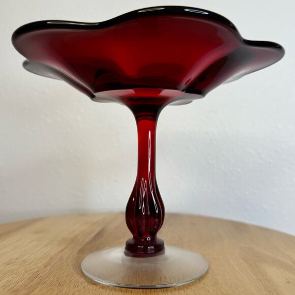 Vintage Duncan Miller Canterbury pattern #115 Ruby Red glass Compote - Picture 2 of 8